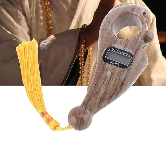 Digital Counter with Qibla Compass and Rotating Prayer Beads Portable Finger Tasbeeh Japa (random color) - Image 3