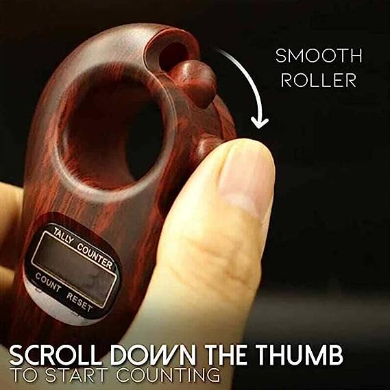 Digital Counter with Qibla Compass and Rotating Prayer Beads Portable Finger Tasbeeh Japa (random color) - Image 2