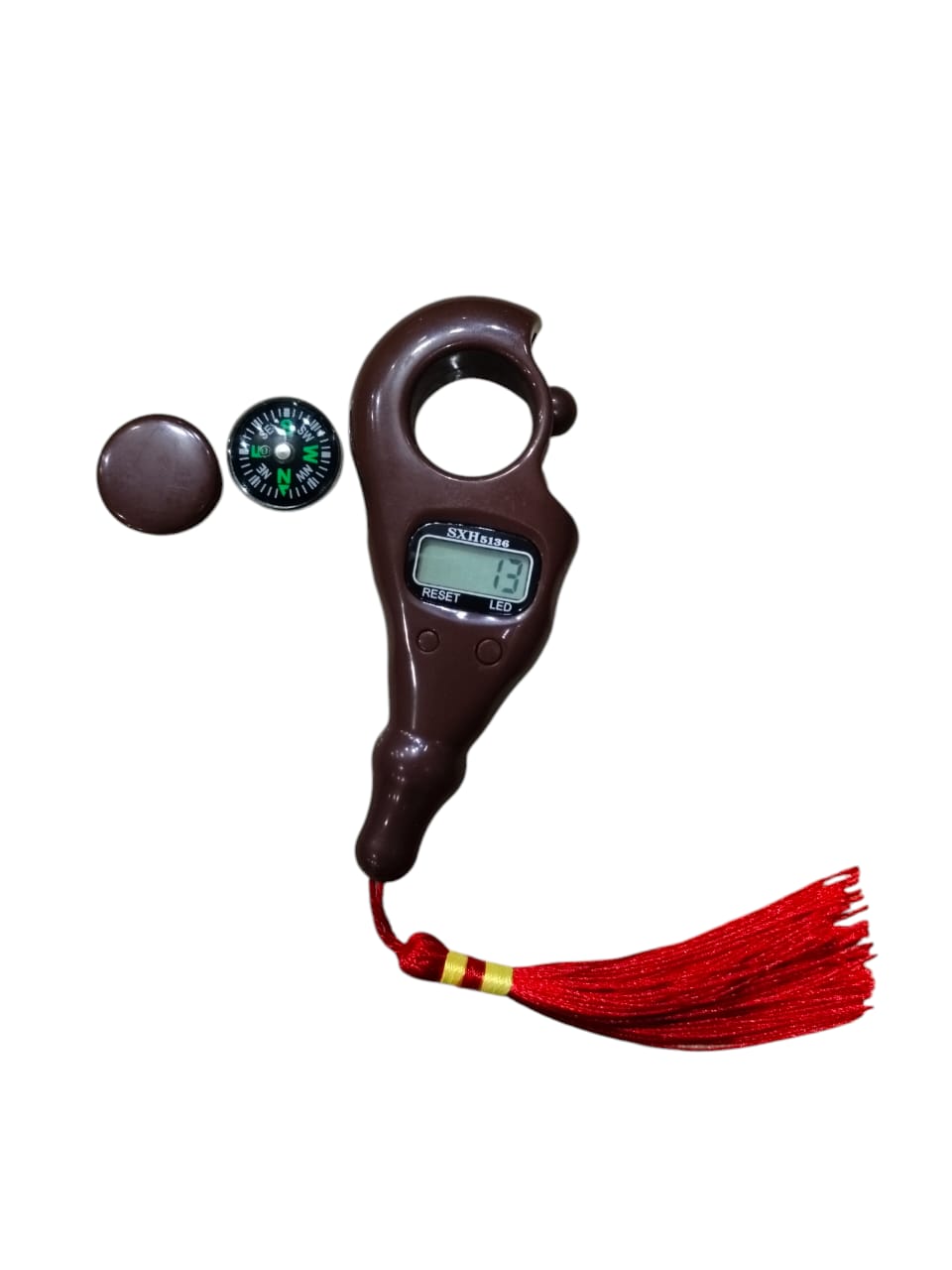 Digital Counter with Qibla Compass and Rotating Prayer Beads Portable Finger Tasbeeh Japa (random color) - Image 5