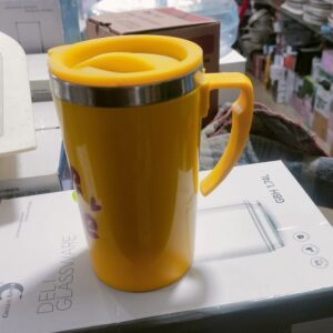 Premium Yellow Color Stainless Steel Inner Insulated Mug – Hot & Cold Coffee/Tea Travel Mug with Lid