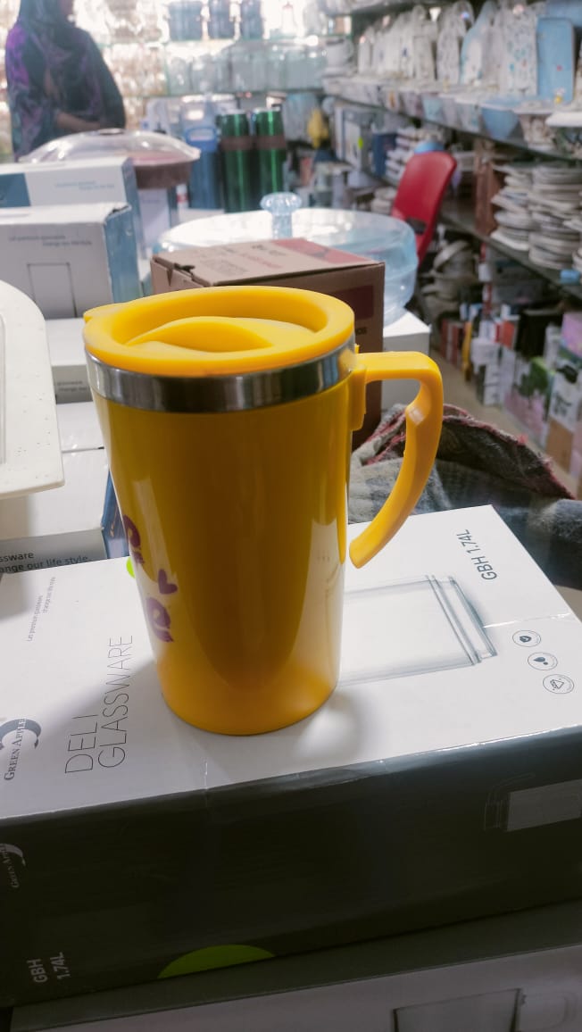 Premium Yellow Color Stainless Steel Inner Insulated Mug – Hot & Cold Coffee/Tea Travel Mug with Lid